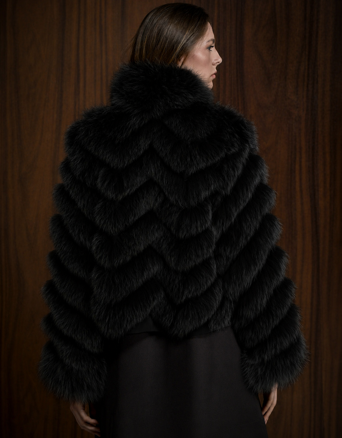 CASACO SILK BOTÕES REVERSÍVEL MADRE REINA PELE PRETO